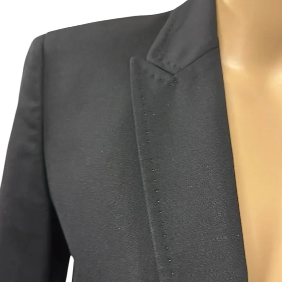 Vintage J Crew Wool Blend One Button Blazer Faux Pocket Shoulder Pads Womens 4 - Picture 6 of 10